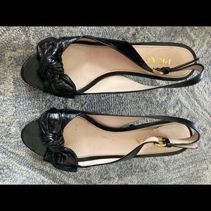 Prada black sling backs with bow